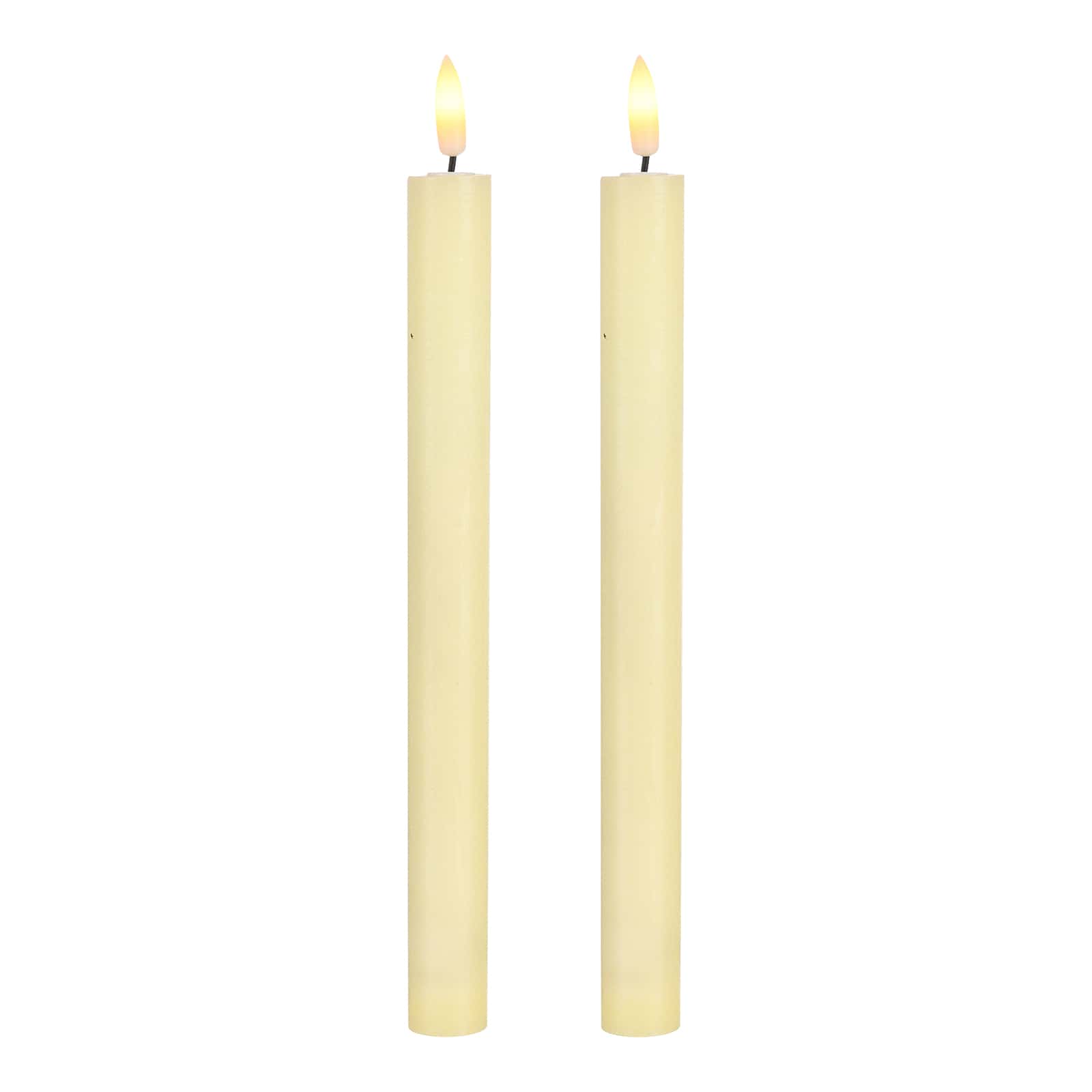 LED-Stabkerzen Creme, ⌀ 2 cm, H 225 mm, 2 Stück