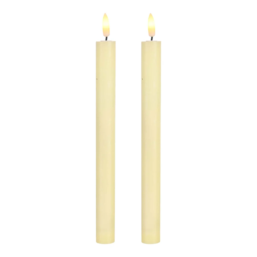 LED-Stabkerzen Creme, ⌀ 2 cm, H 225 mm, 2 Stück