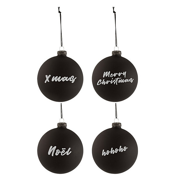 Boite de 6 boules de Noël en verre noir 10x10x10 cm