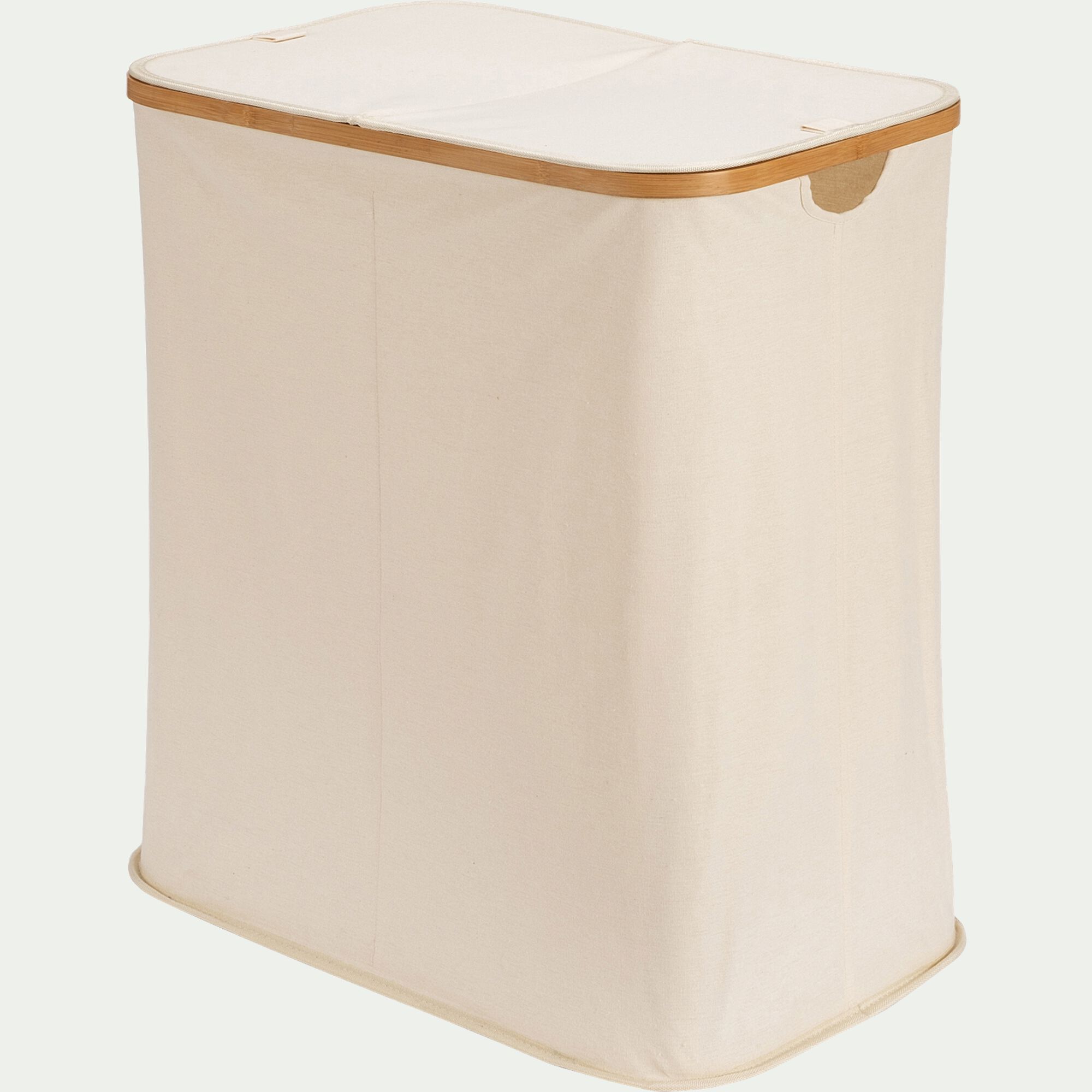LINO - Panier à linge en polycoton et bambou H60xL54cm - blanc