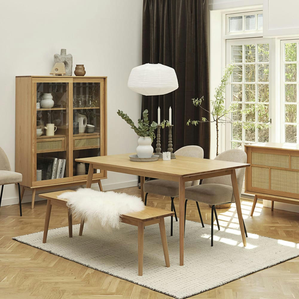 KIYO - Table à manger en bois 150x90cm bois clair