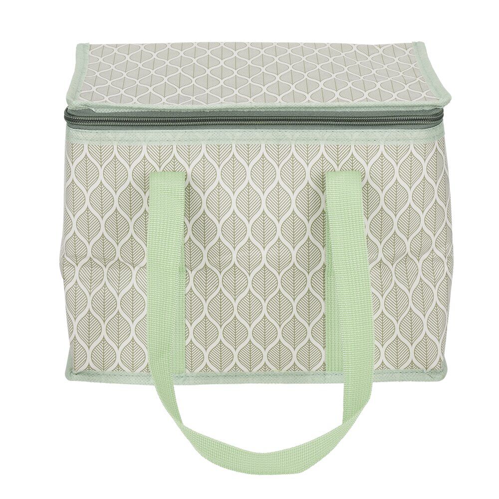 Sac à repas isotherme beige et vert L.28xl.18xH.21 cm