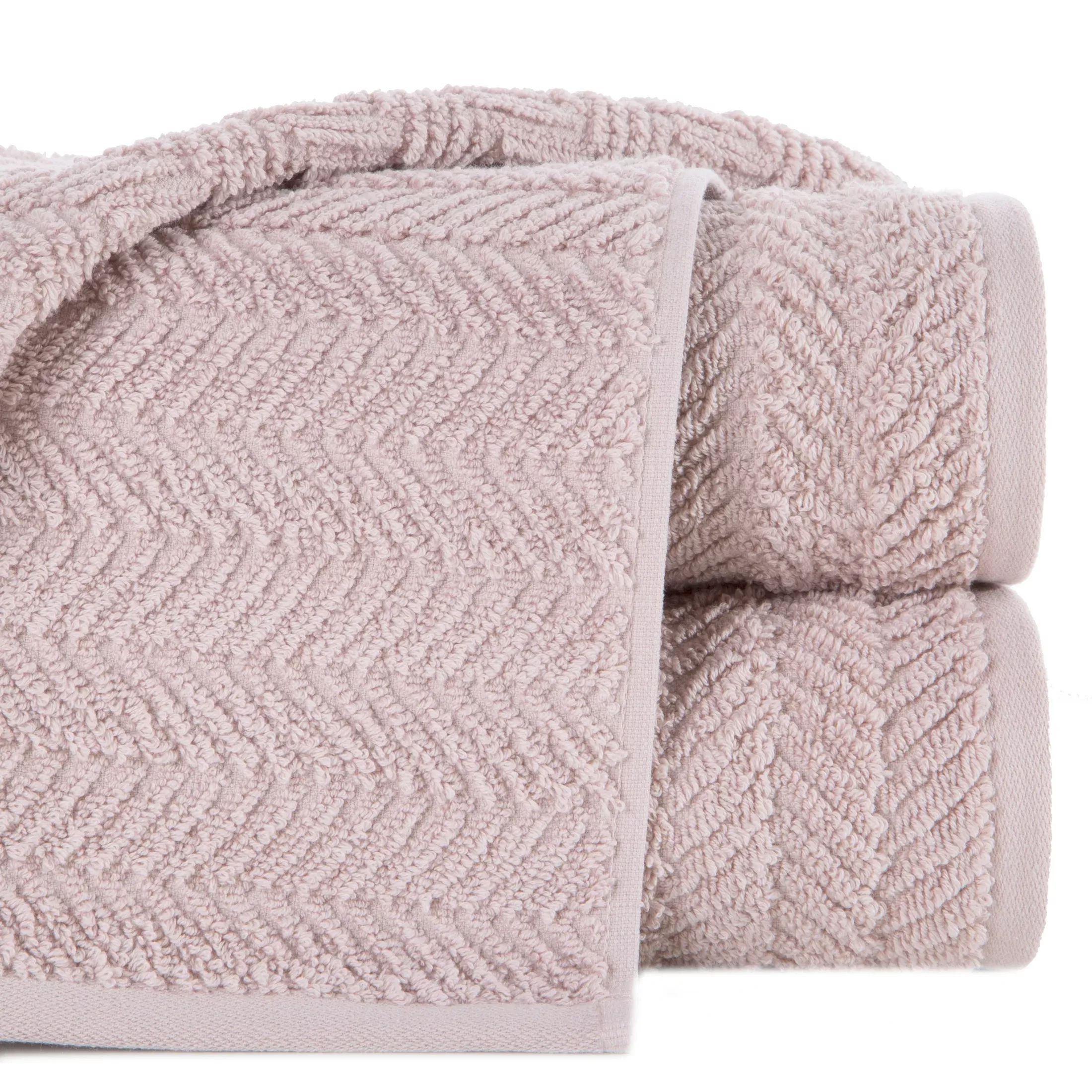 Ręcznik do rąk 30x50 cm bawełniany kolor pudrowy zdobiony wzorem jodełki 550 g/m2 ETNO