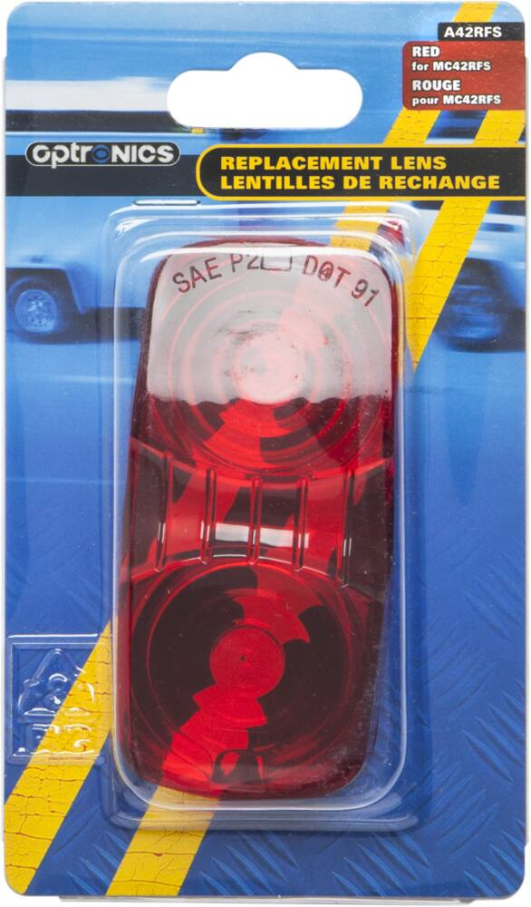 Optronics Rectangular Red Replacement Lens for Clearance Markers, 4-1/16x2-1/8-in