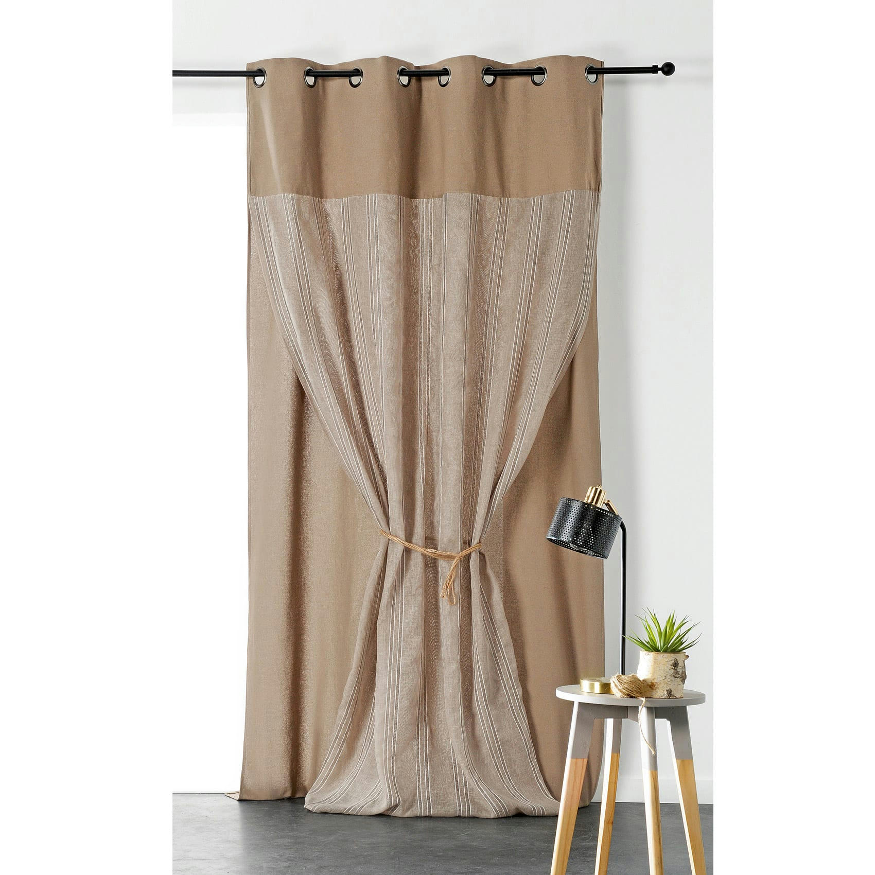 - Rideau duo martini polyester ficelle 135x240 cm
