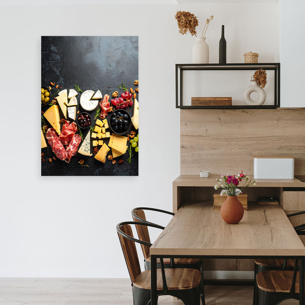 Obraz do kuchni jadalni, Kompozycja wędlin i serów 20x30