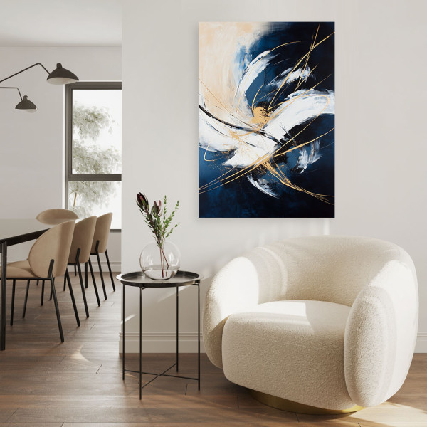 Feeby Obraz do salonu loftu biura, Abstrakcja niebieski beżowy 40x60