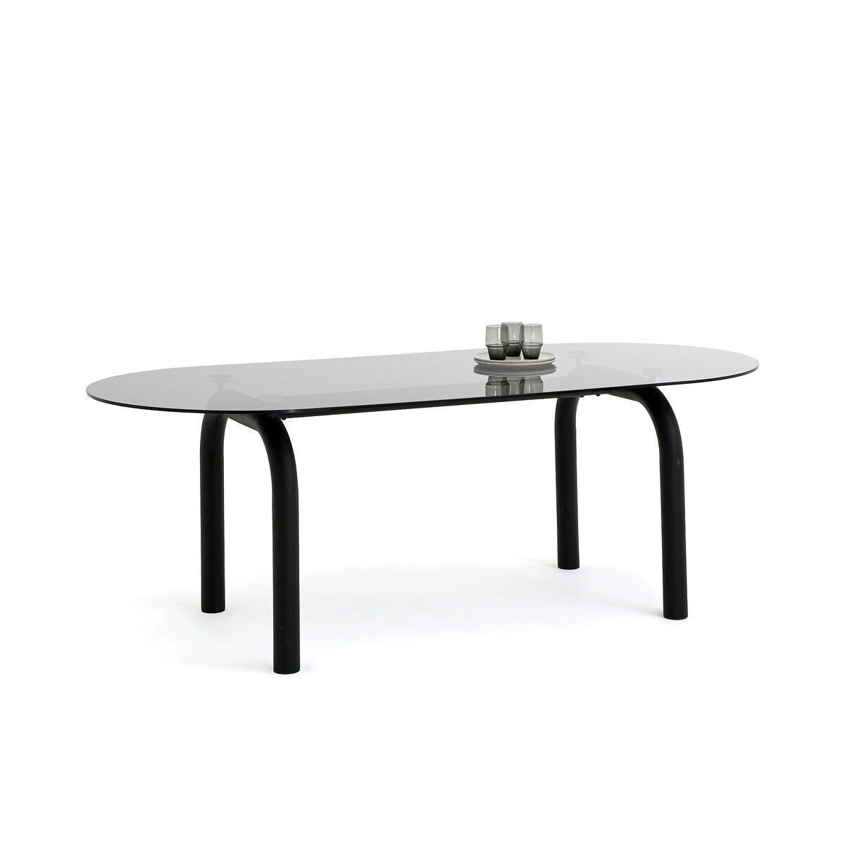 Table verre fumé et acier, Polly