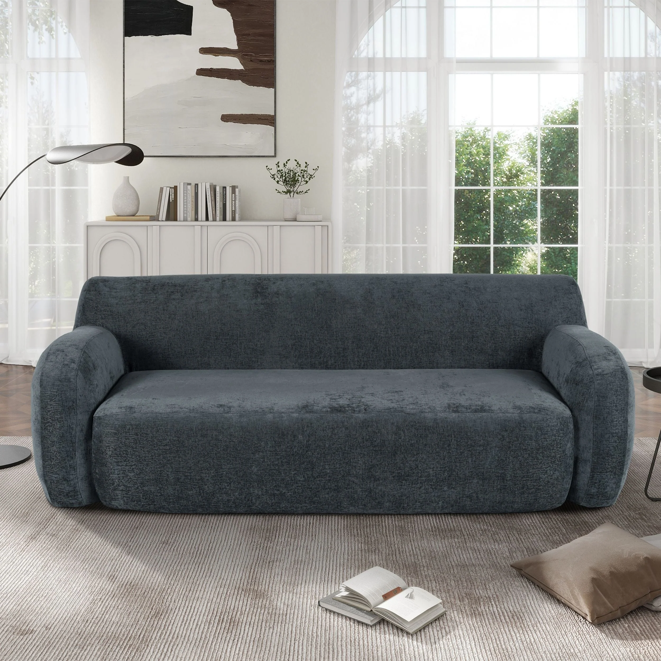 Modern Curved Upholstered Sofa