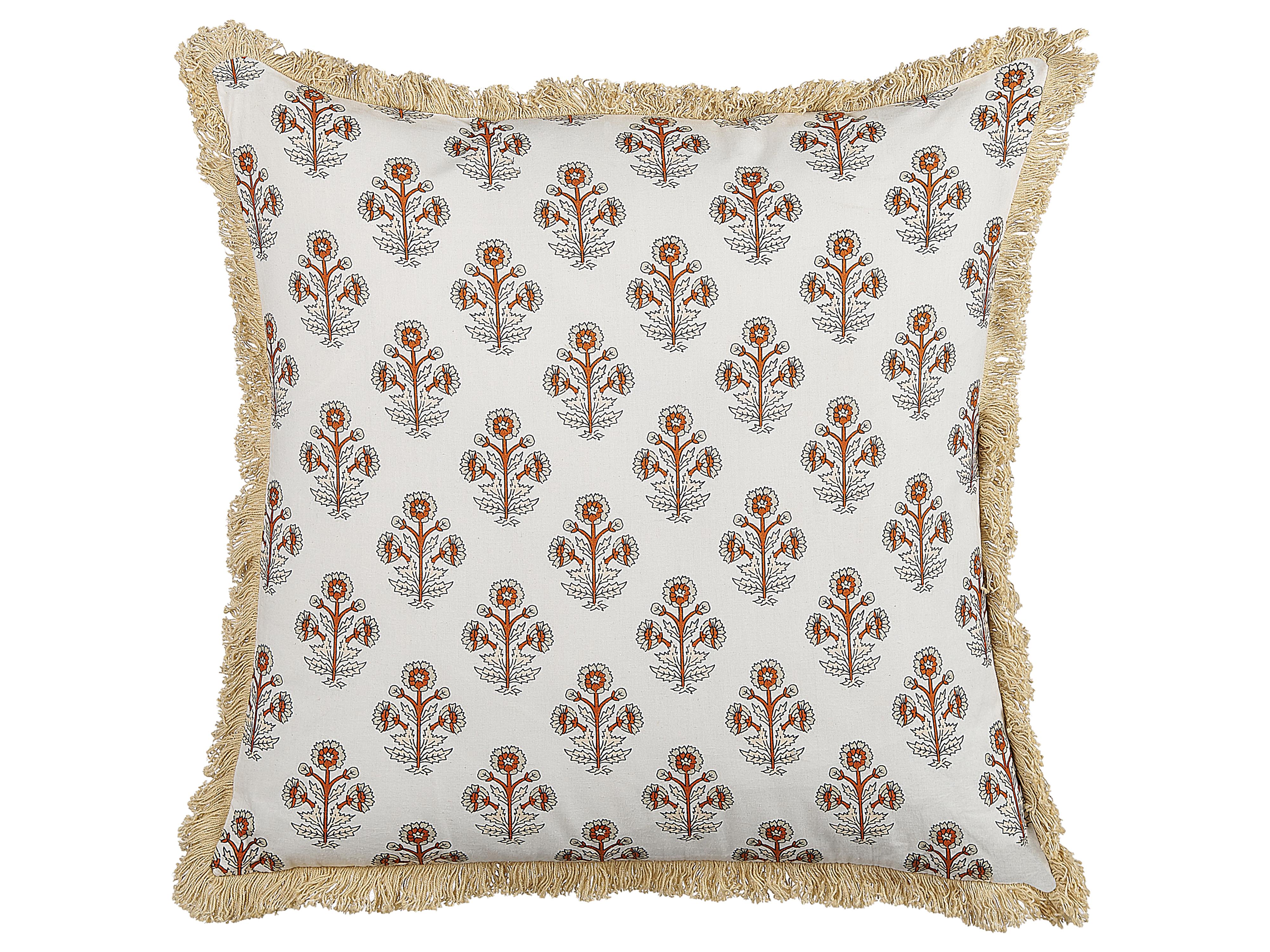Throw Cushion OMORIKA Cotton 45 x 45 cm White Floral Pattern