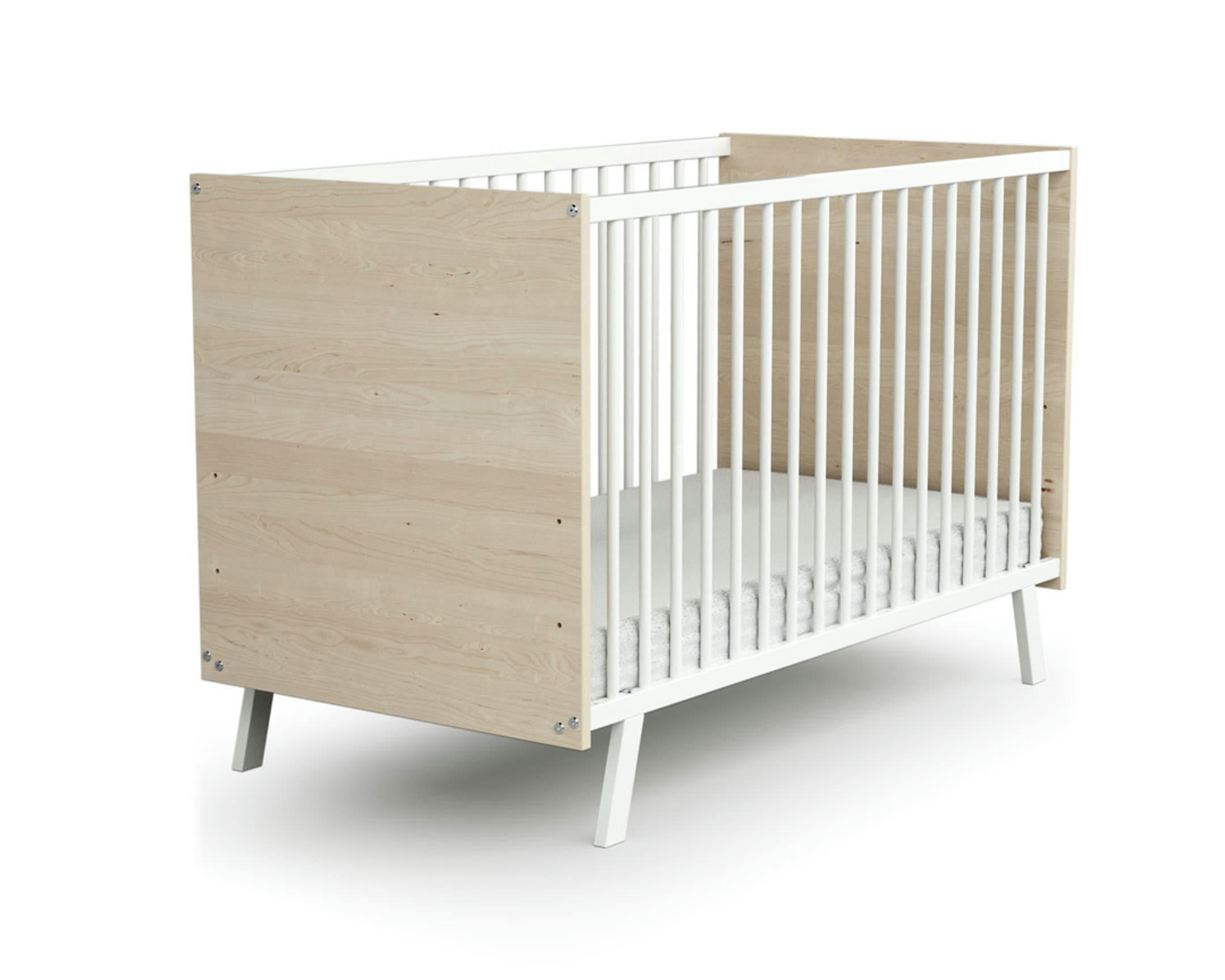 - Lit bébé 60x120 blanc et bouleau