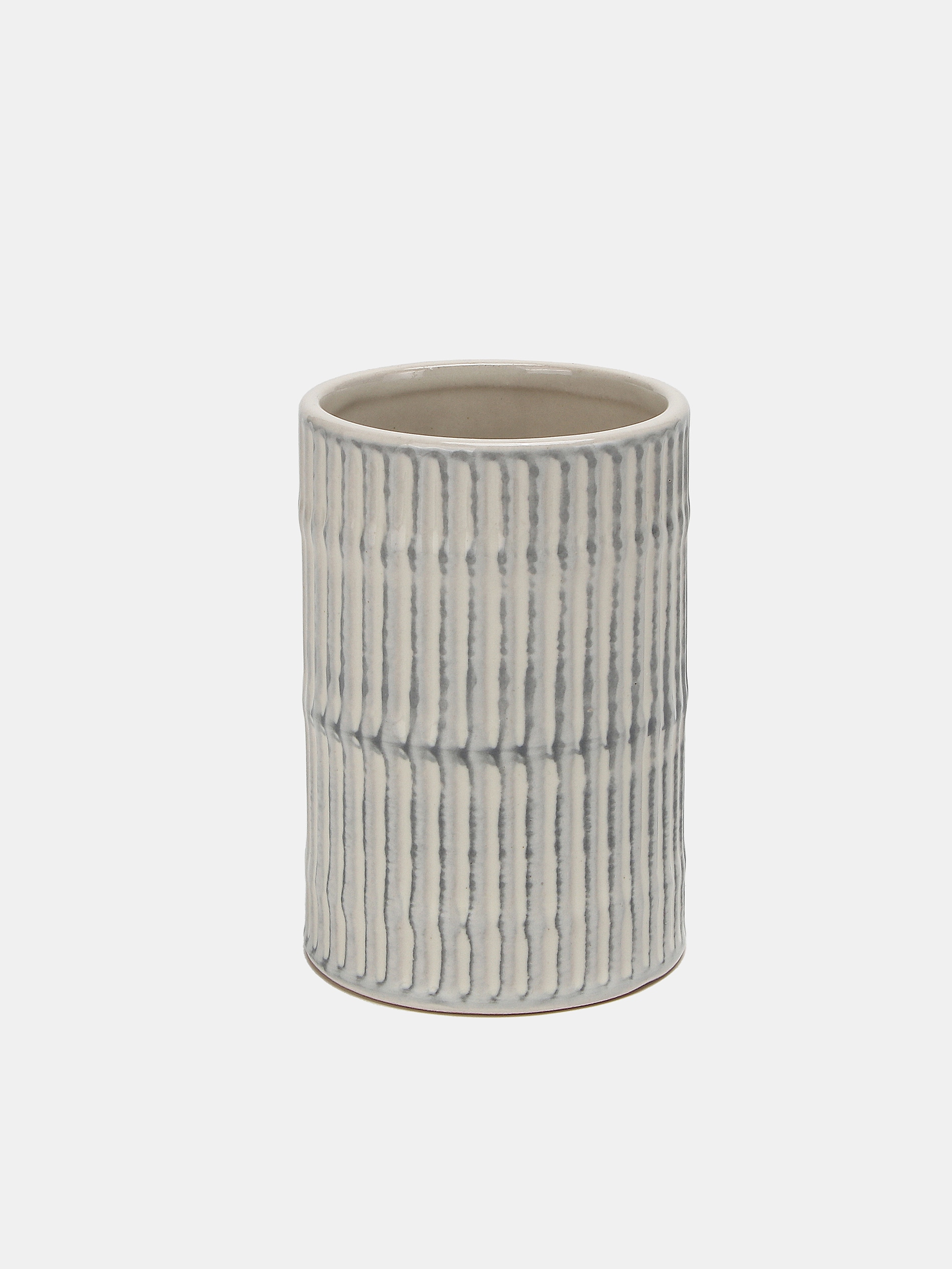 Ceramiczny pojemnik na szczoteczki z pionowym żłobieniem
