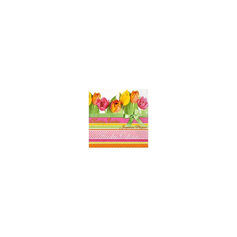 Serviette 10er-Set Tulpen und Streifen