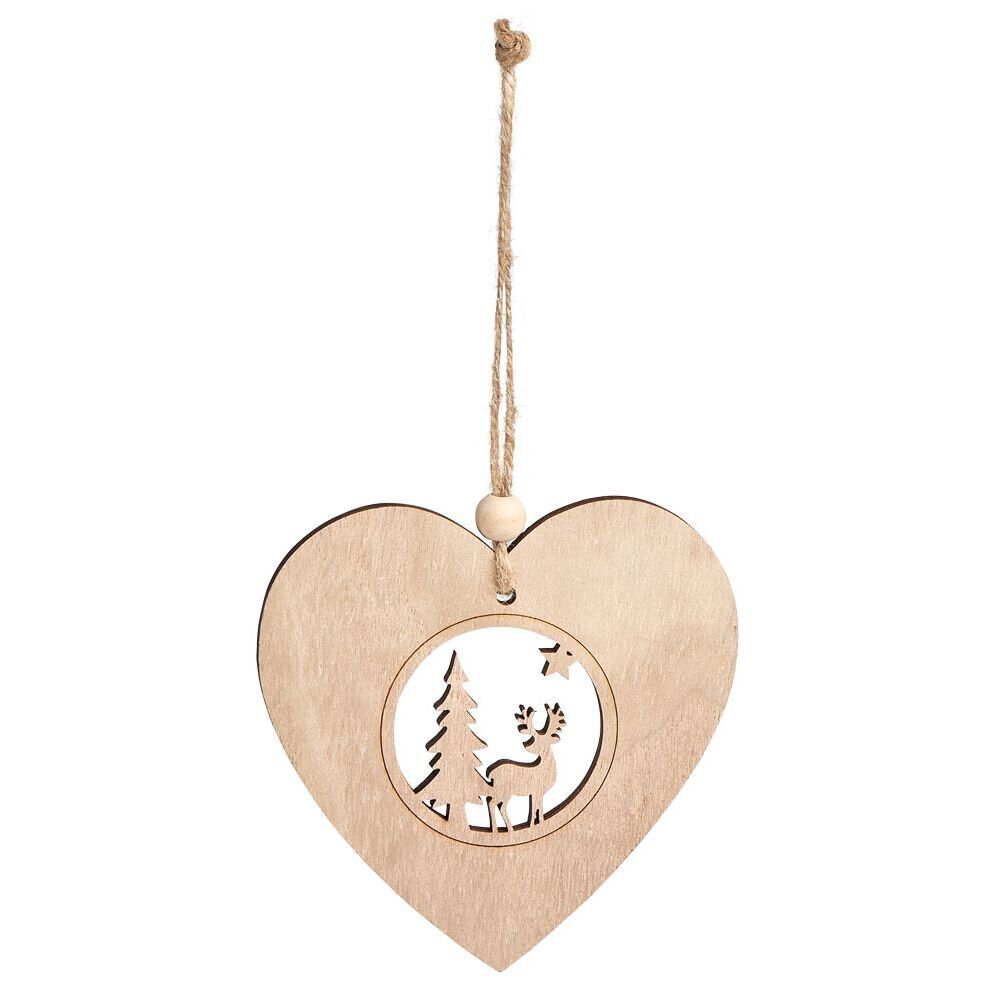 Décoration de No&euml;l à suspendre en bois 12xH12cm - 3 modèles