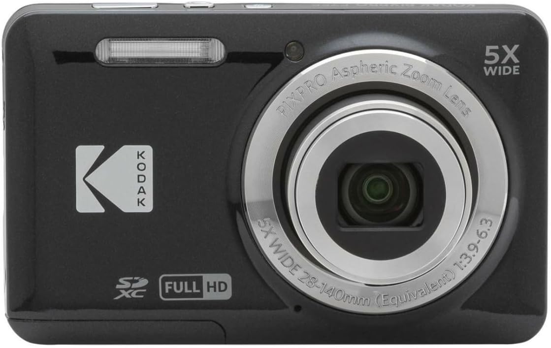 Kodak PIXPRO Friendly Zoom FZ55 Digital Camera (Black) Bundle with 32GB SD Card  Camera Case  and Battery Travel Charger (4 Items)