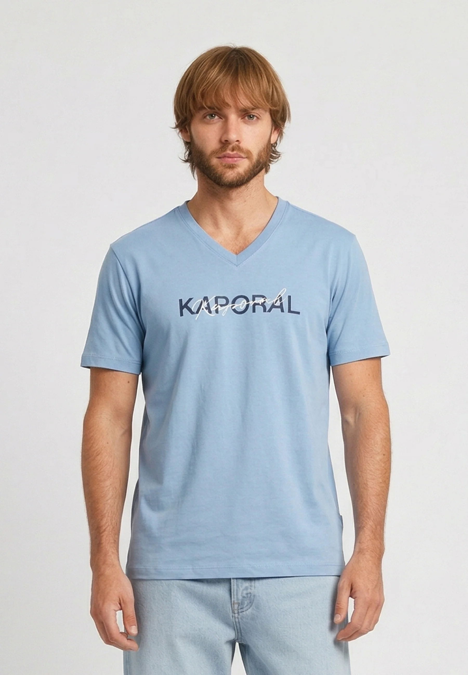 T-shirt manches courtes slim bleu ciel coton stretch RALY