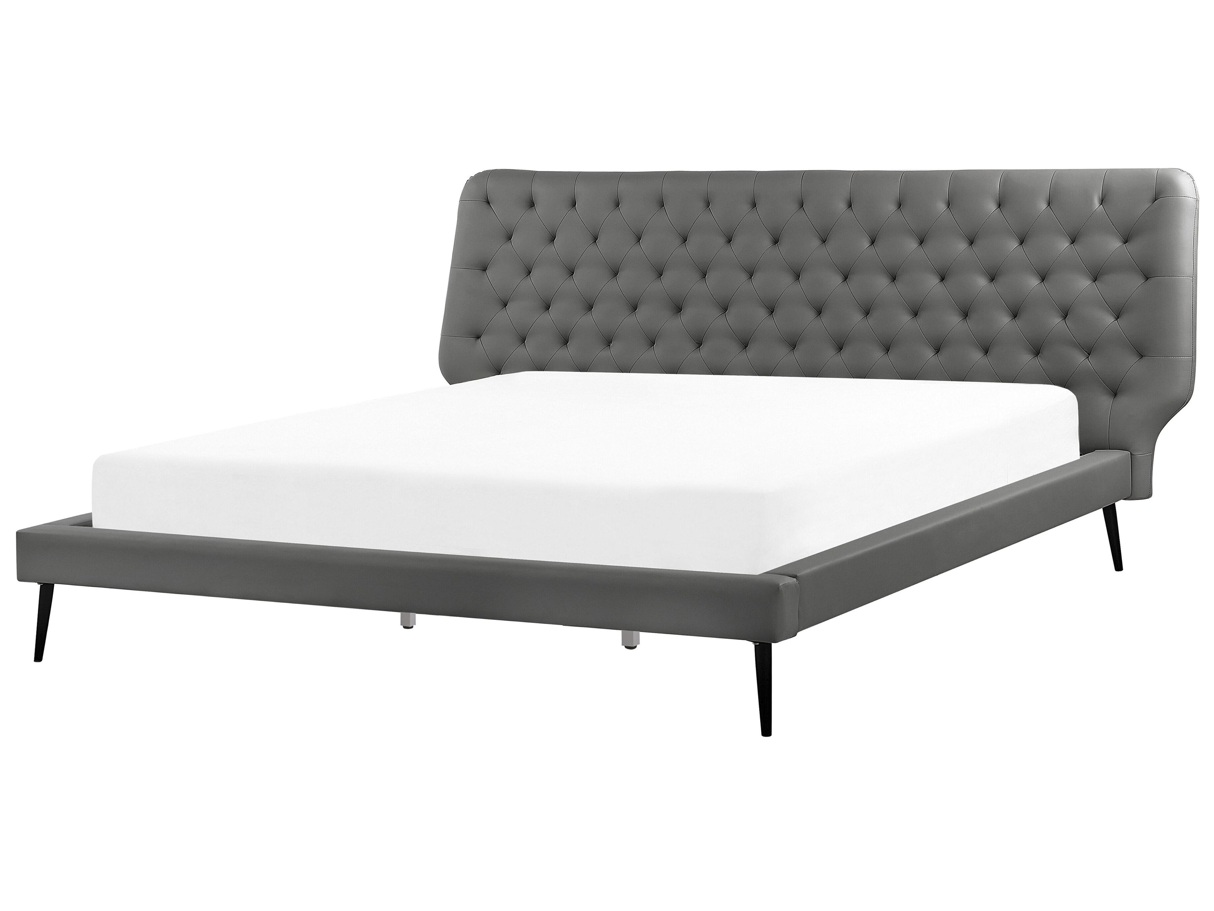 Bed Faux Leather ESSONNE 180 x 200 cm (EU Super King) Grey