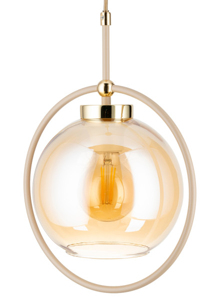 Lampa Wisząca Galaxy Beżowo-złota 1xE27 27 cm Szklana Nowoczesna Taupe