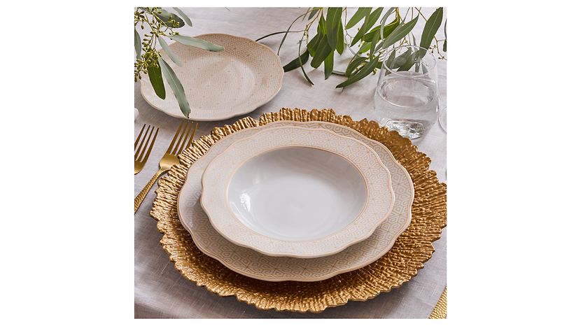 Komplet obiadowy 18 el. porcelanowy Diana Tognana złoty