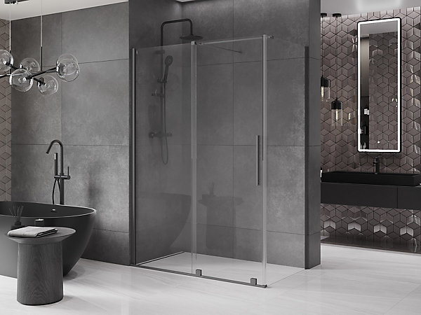 Mexen Velar cabine de douche coulissante 130 x 75 cm, transparent, canon de fusil - 871-130-075-01-95