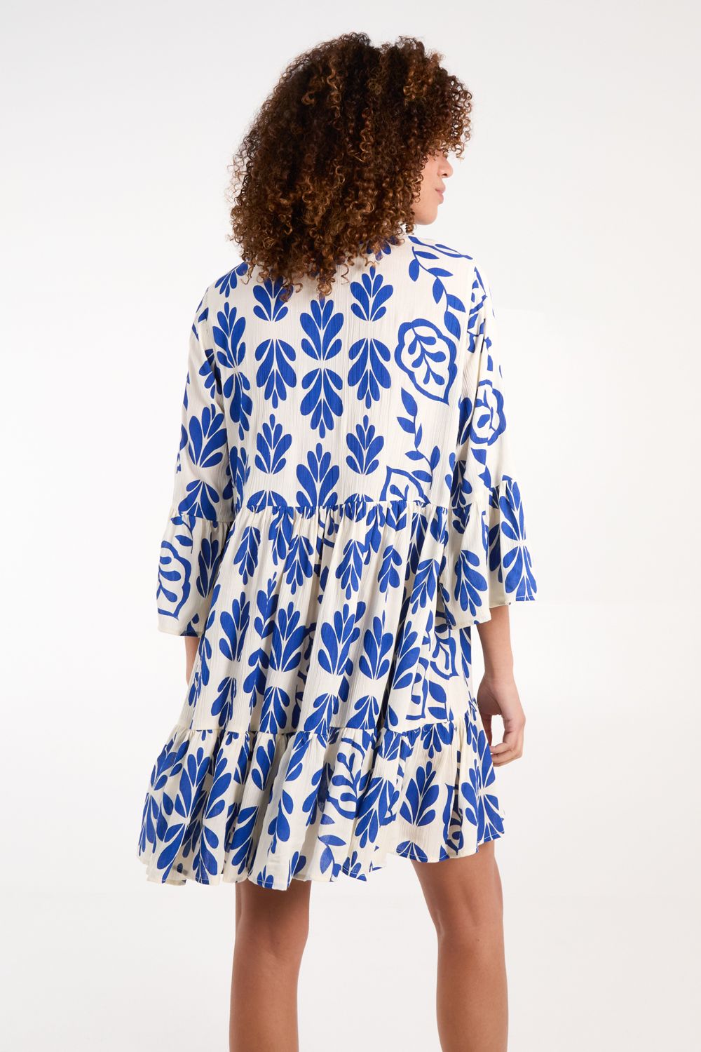 Blue Vanilla Tie Front Smock Dress