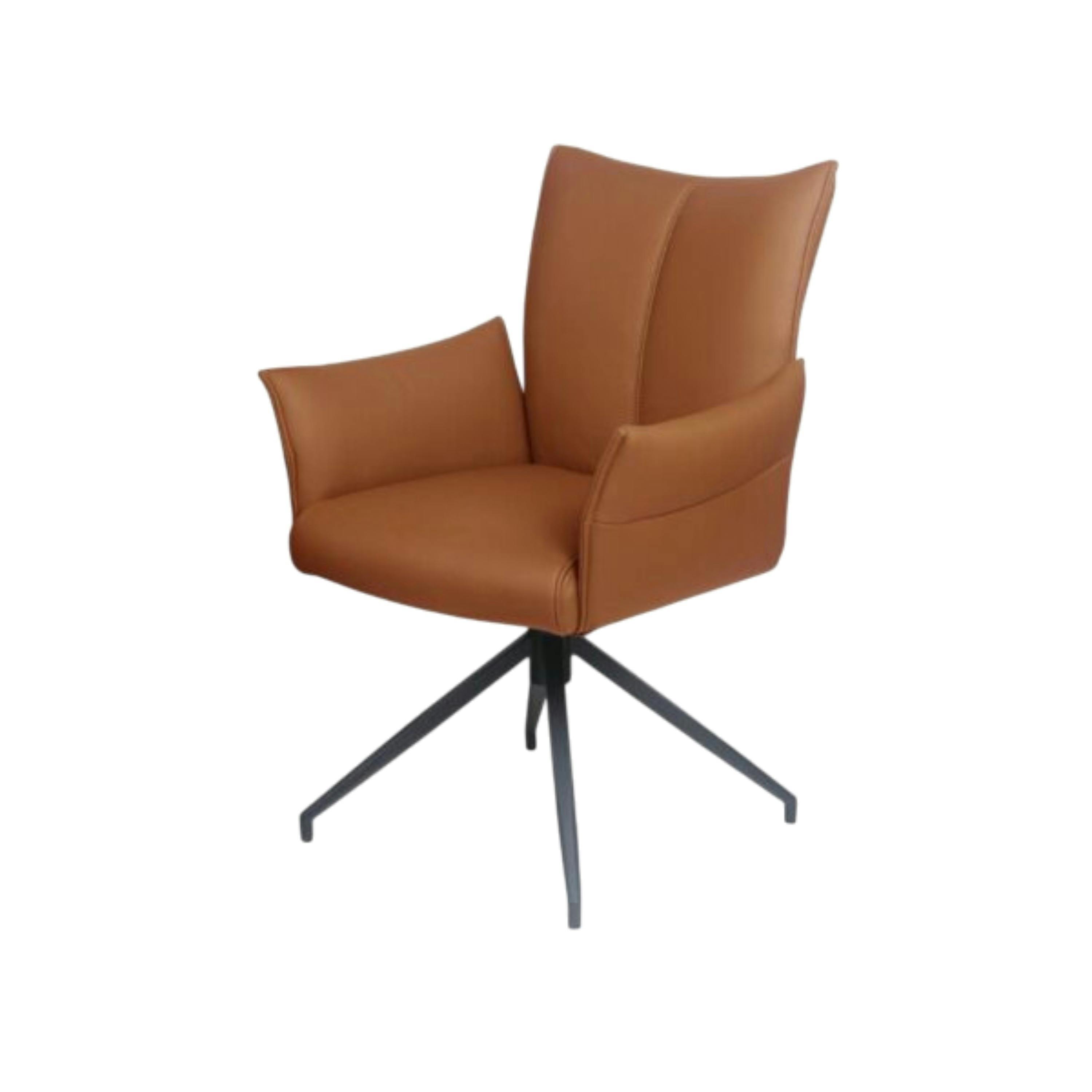 Fauteuil de table pivotant cuir cognac (x2) LOMBARDIE