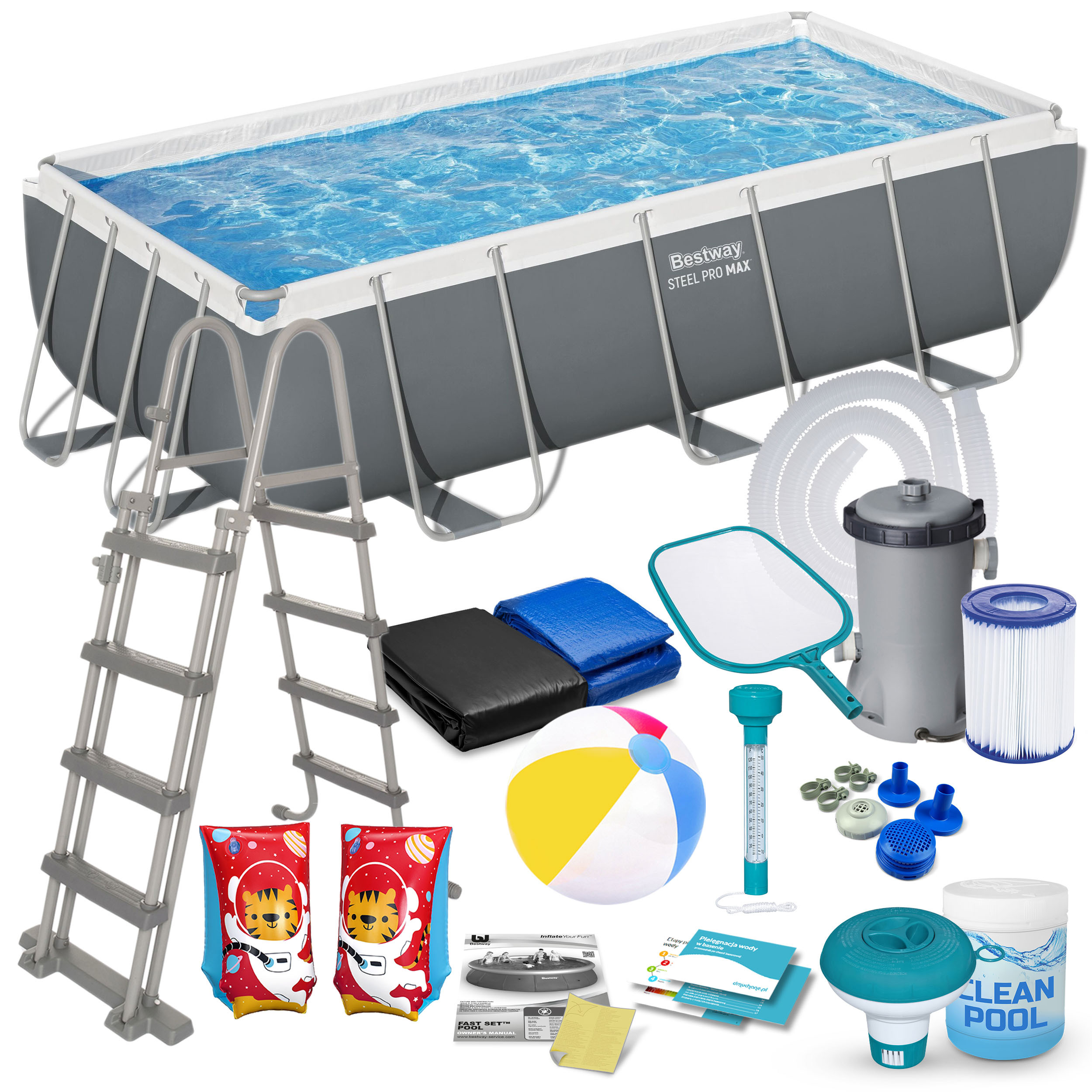 Basen ogrodowy stelażowy Bestway 404x201x100cm zestaw 17w1