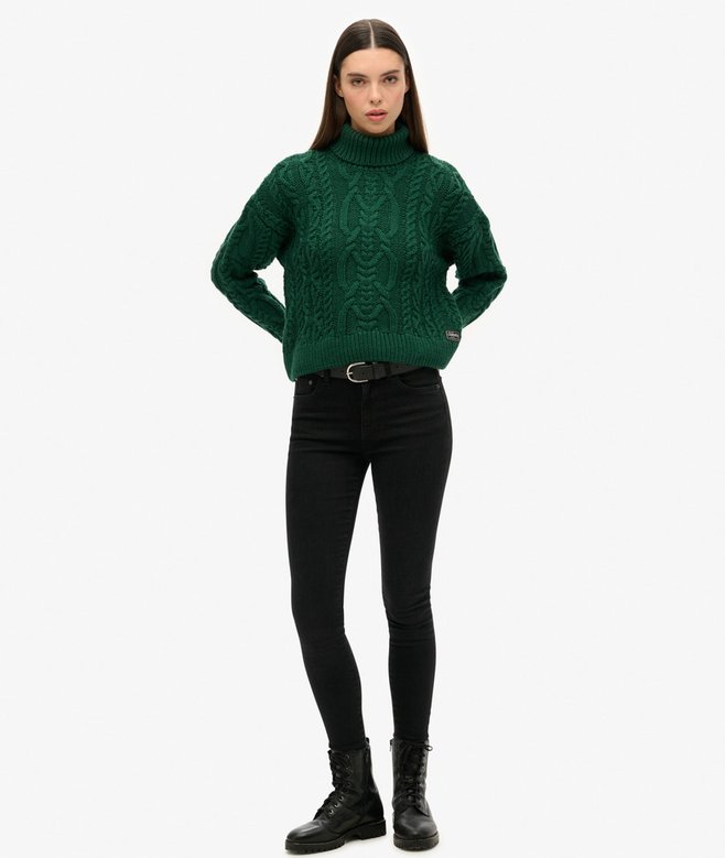 Cable Knit Polo Neck Jumper