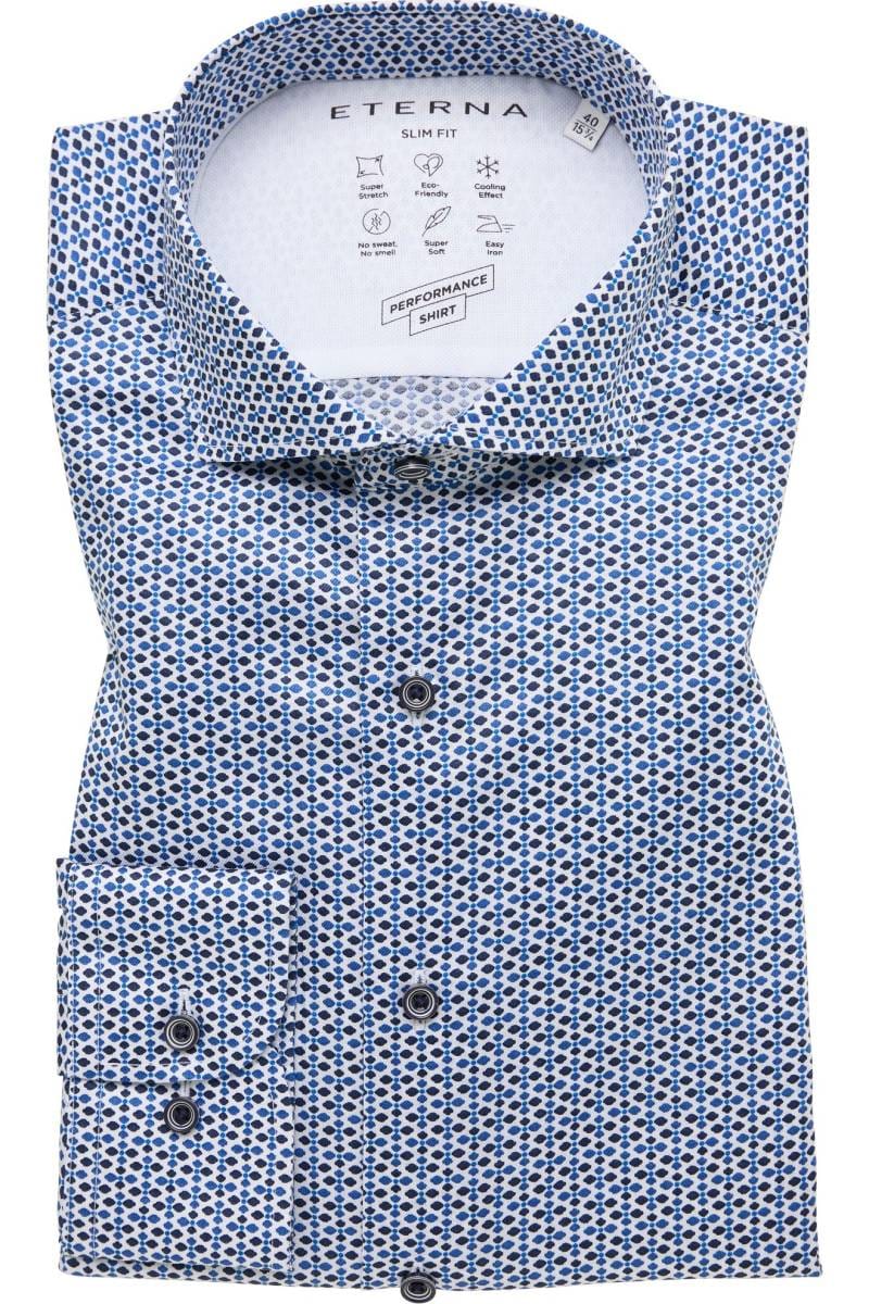 ETERNA Performance Slim Fit Tencel Hemd marine, Bedruckt