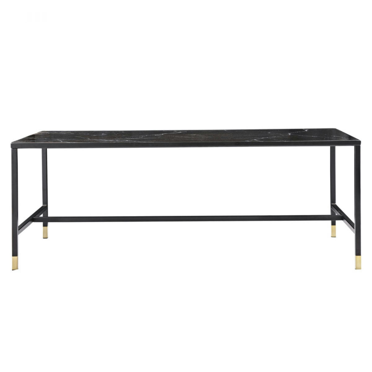 DIPPA - Table basse 130x60cm en verre effet marbre noir