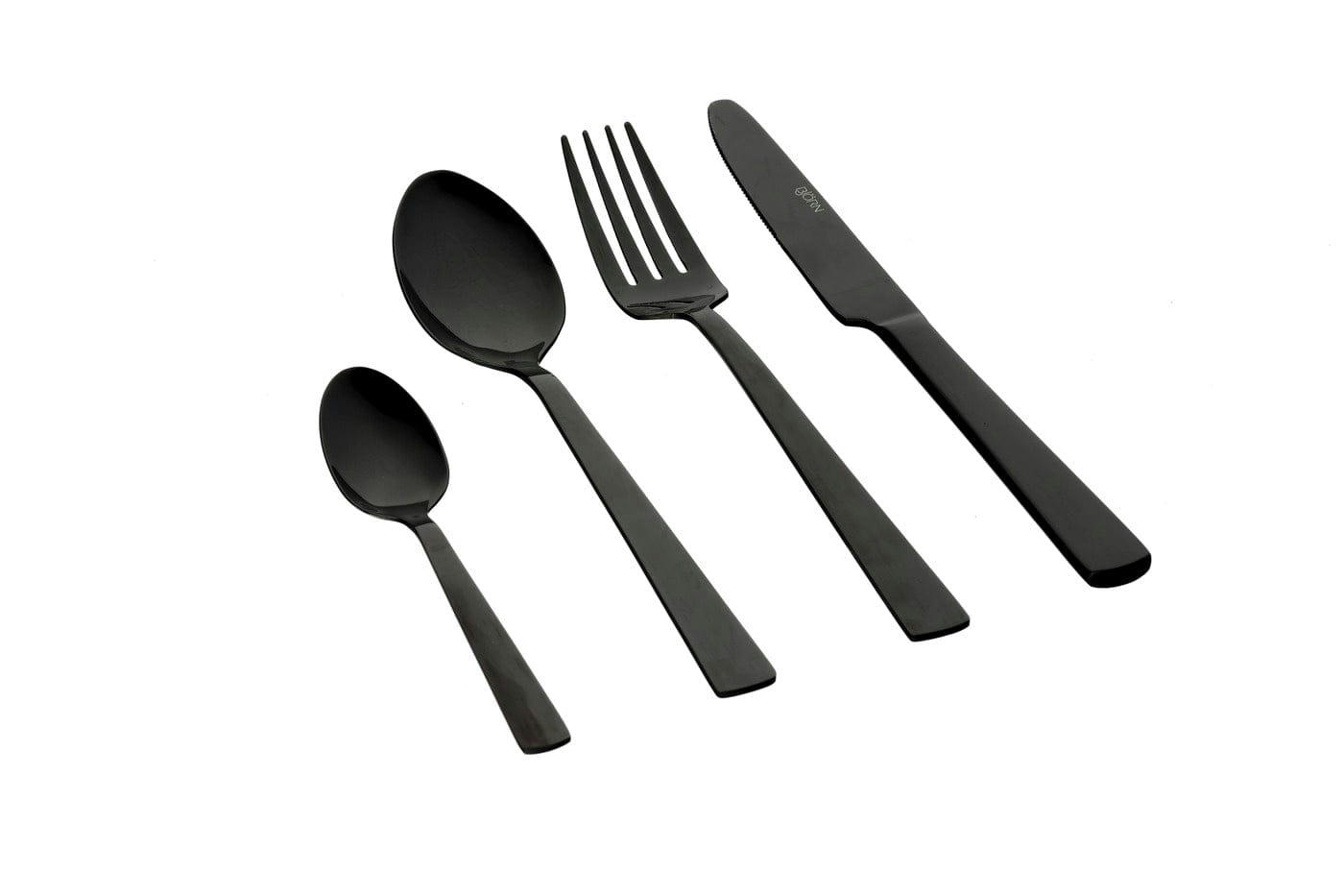 NUDE - Lot de 24 couverts de table en inox noir
