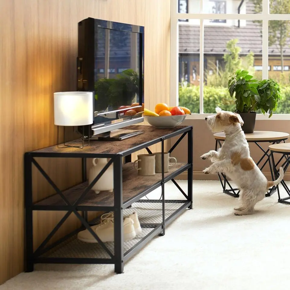 tectake TV-meubel , Industrieel Hout Donker, Rustiek