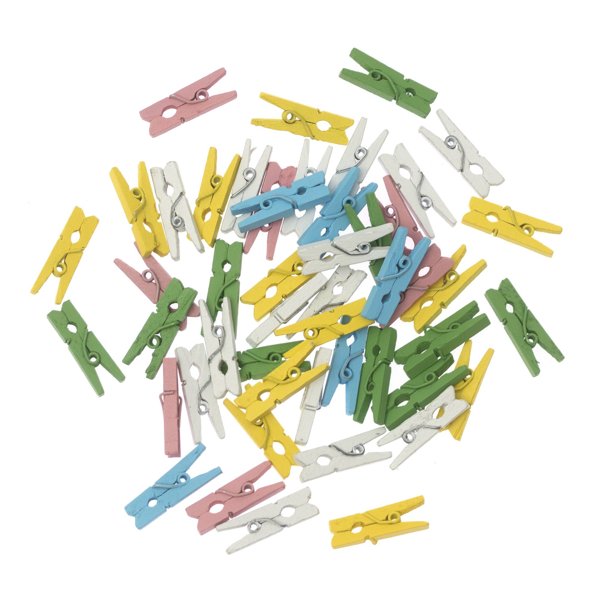 Mini Pastel Wooden Pegs 50 Pack