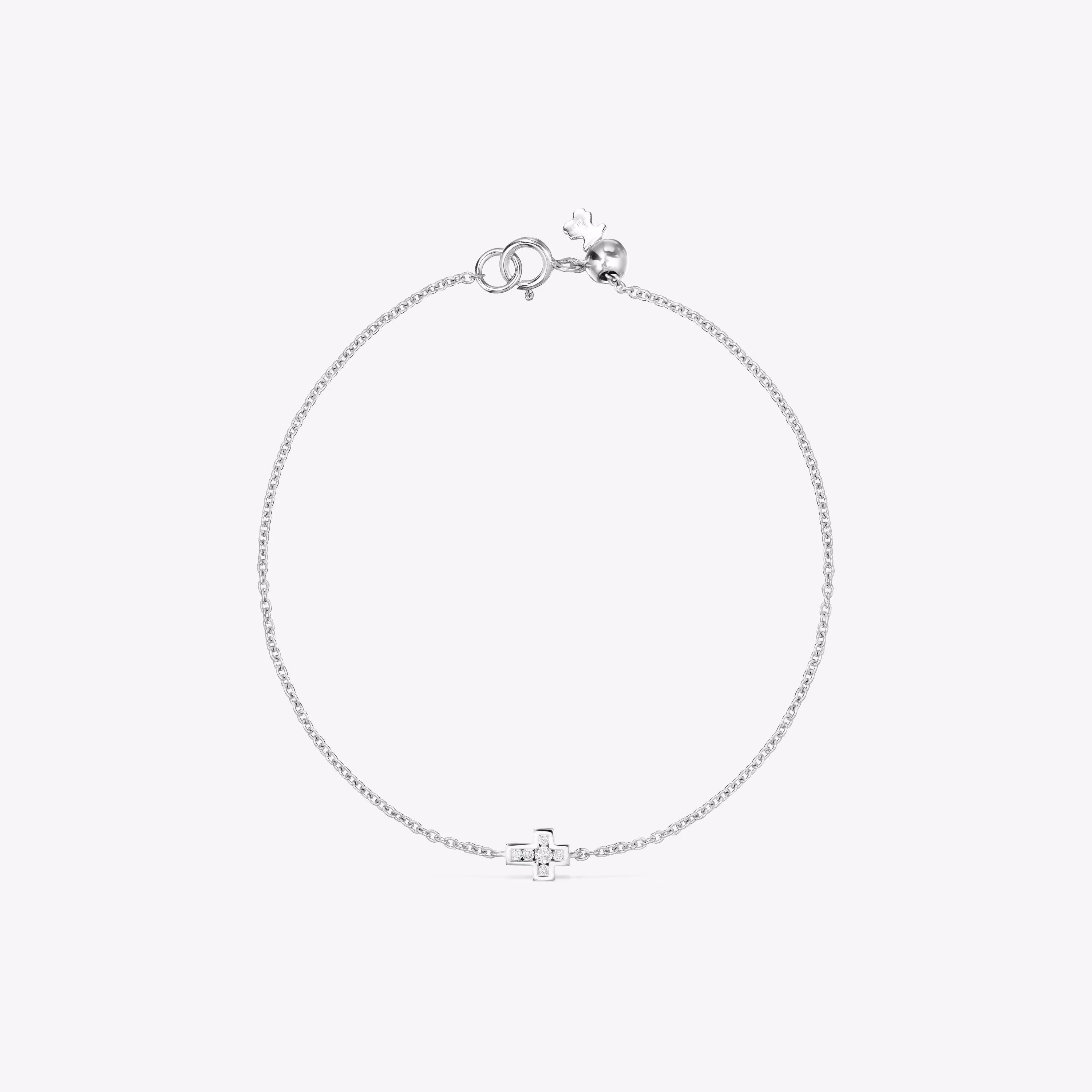 Pulsera cruz de oro blanco y diamantes Les Classiques