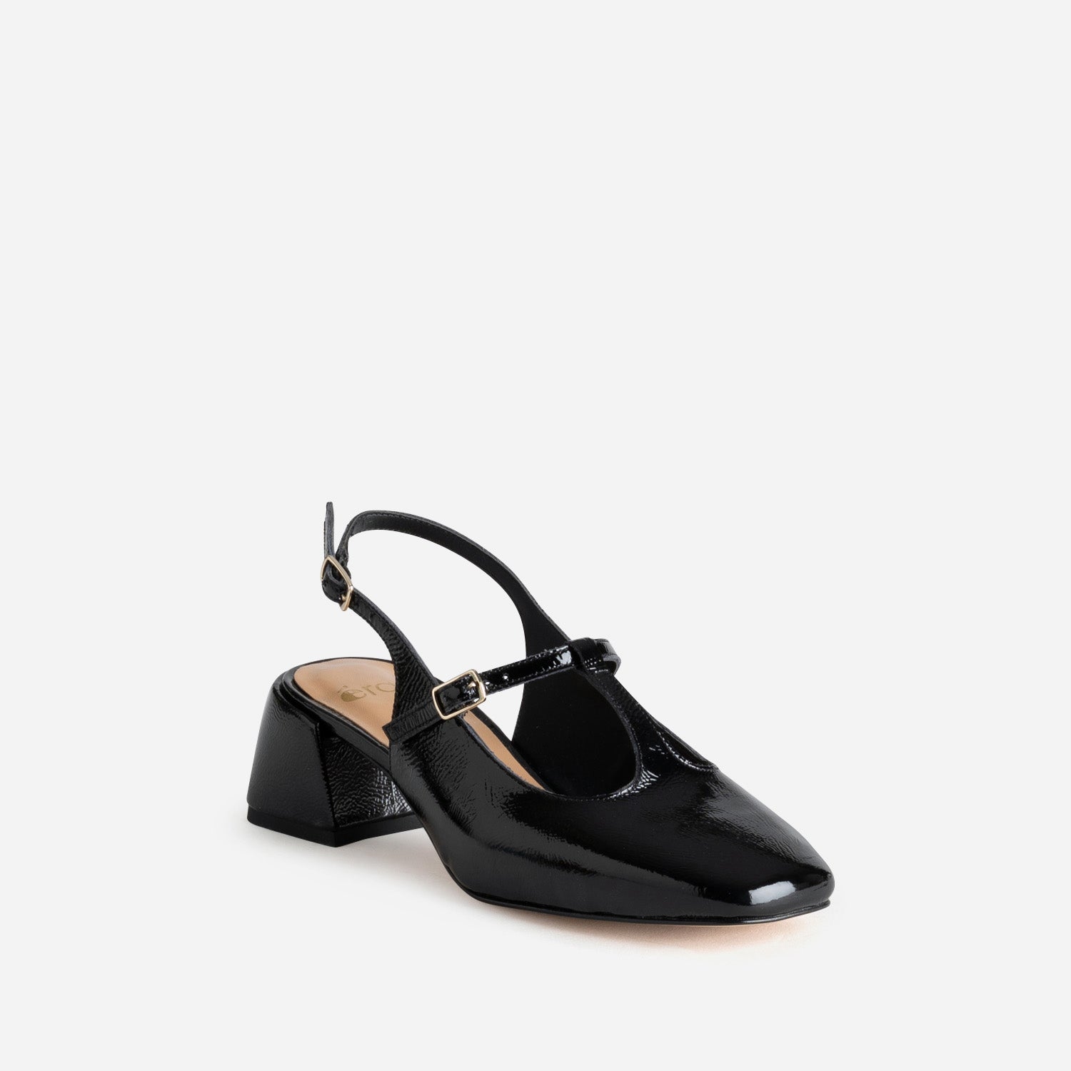Babies-salomé noire cuir verni
