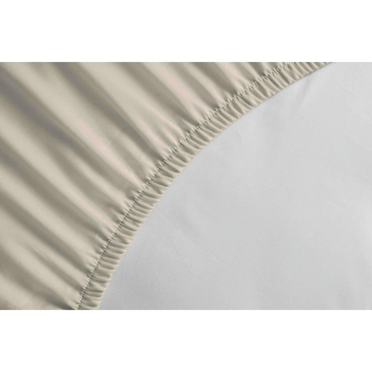 - Drap housse uni 100% coton - Bonnet 25cm - Beige crème - 180x200 cm