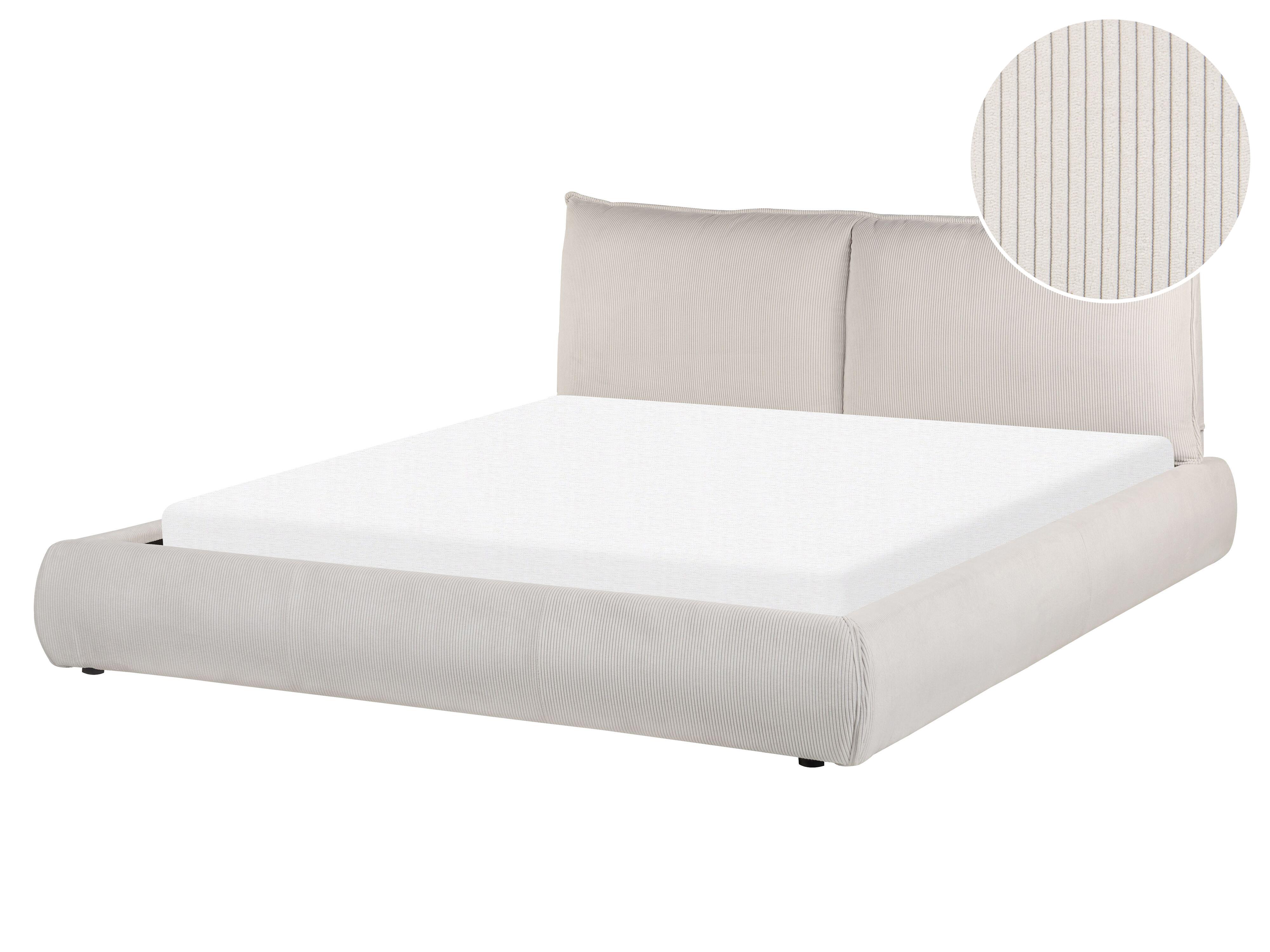 Bed Corduroy VINAY 160 x 200 cm (EU King Size) Light Beige
