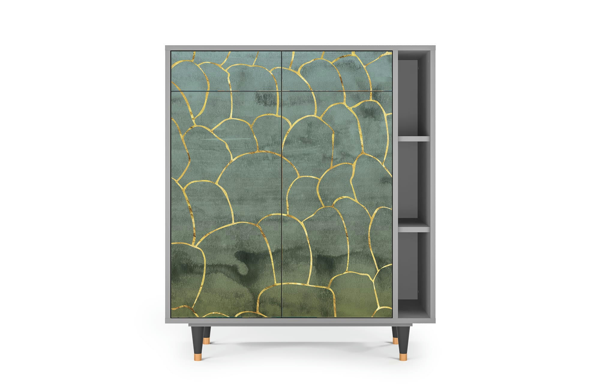 MAGNIFICENT WATER LILY - Buffet  bleu-vert 2 tiroirs et 2 portes L 94 cm