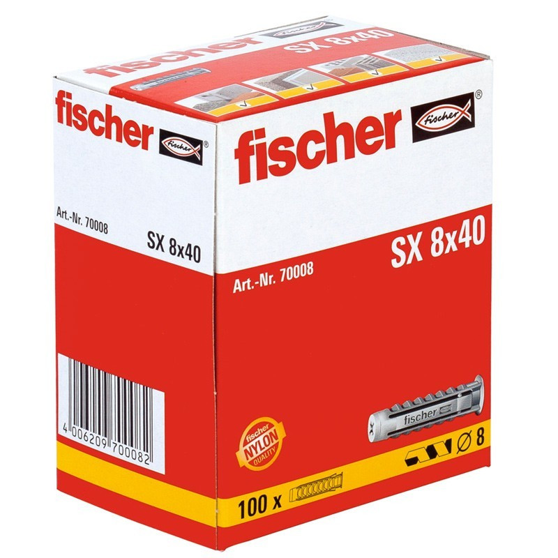 Cheville SX en nylon avec collerette Ø 8 x 40 mm 100 pièces