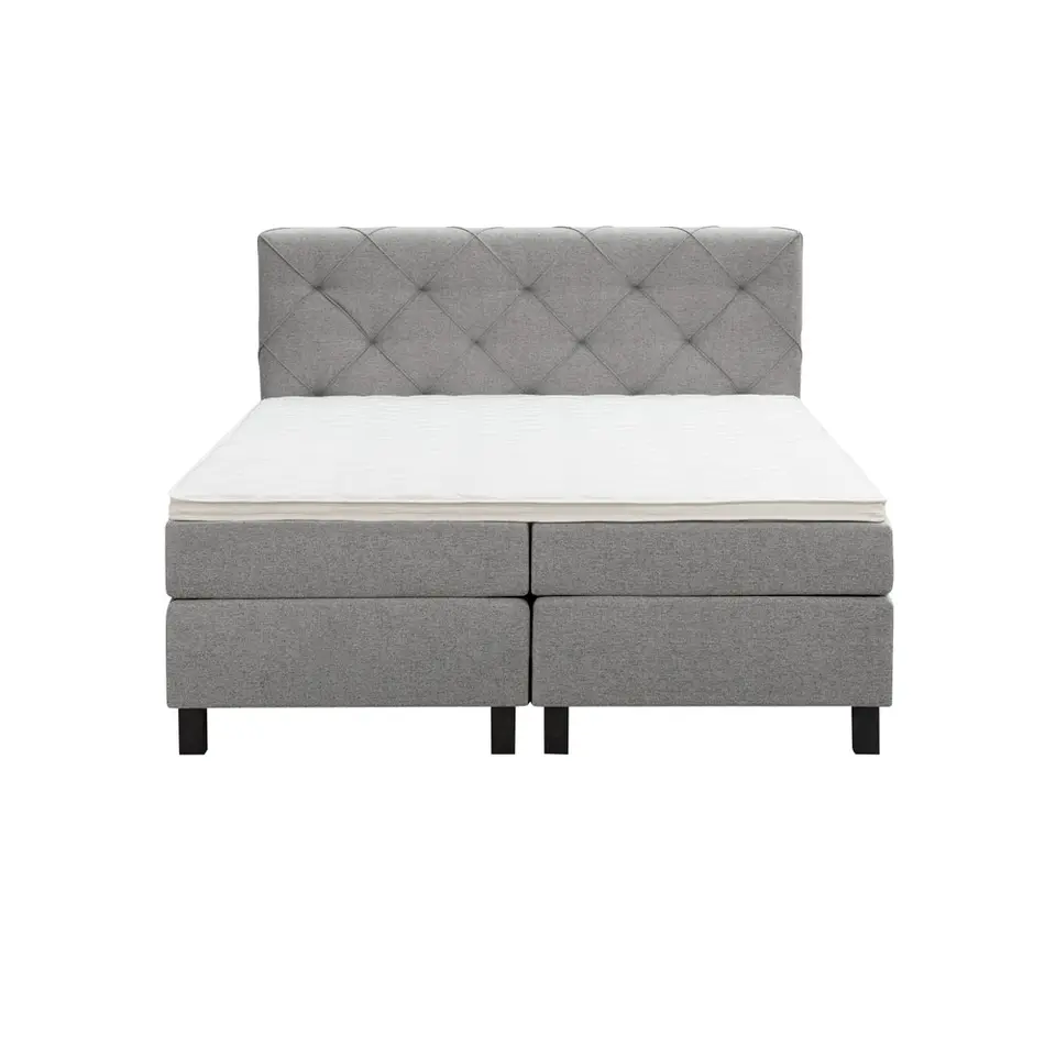 Boxspring Liv geruit - lichtgrijs - 180x200 cm - vierkante poot