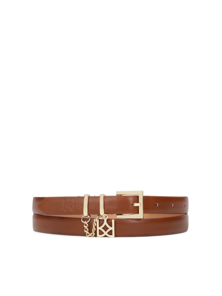 Elegant brown belt with metal details