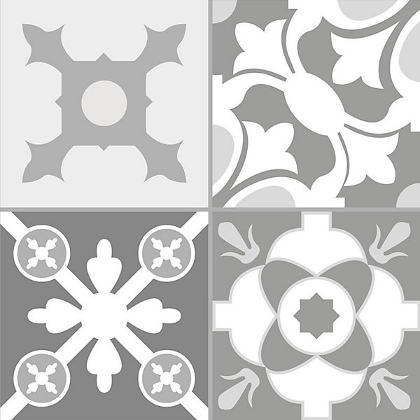 Crédence pour salle de bain en PVC style carreaux de ciment gris 140x30 cm (en 2 bandeaux)