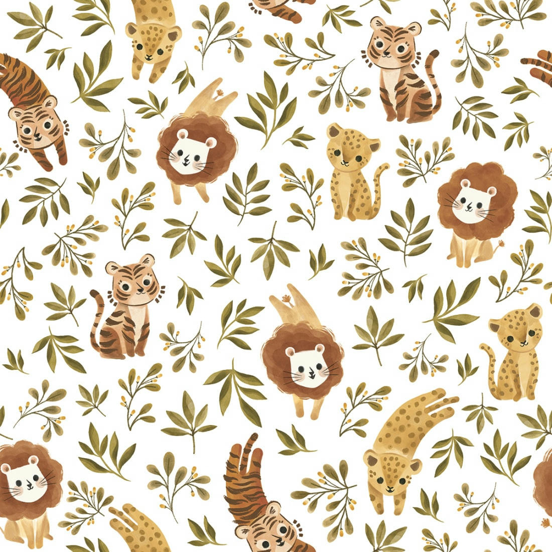 FELIDAE - Papier peint jungle trio multicolore