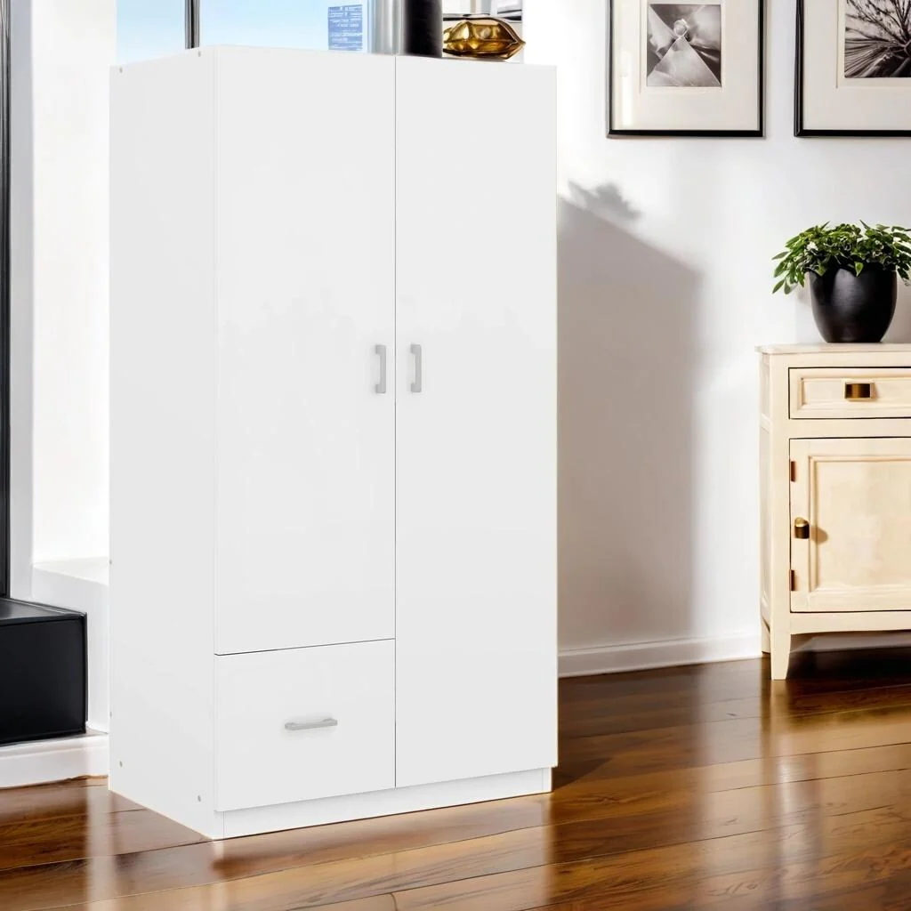 Natural Wooden Wardrobe Armoire with Double Doors