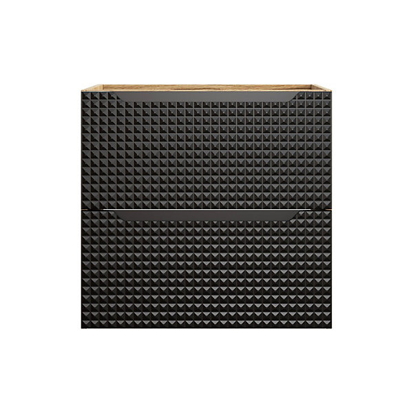 Meuble sous vasque VELNIA2 tiroirs60 cmColoris chene clair et noirMeuble suspendu
