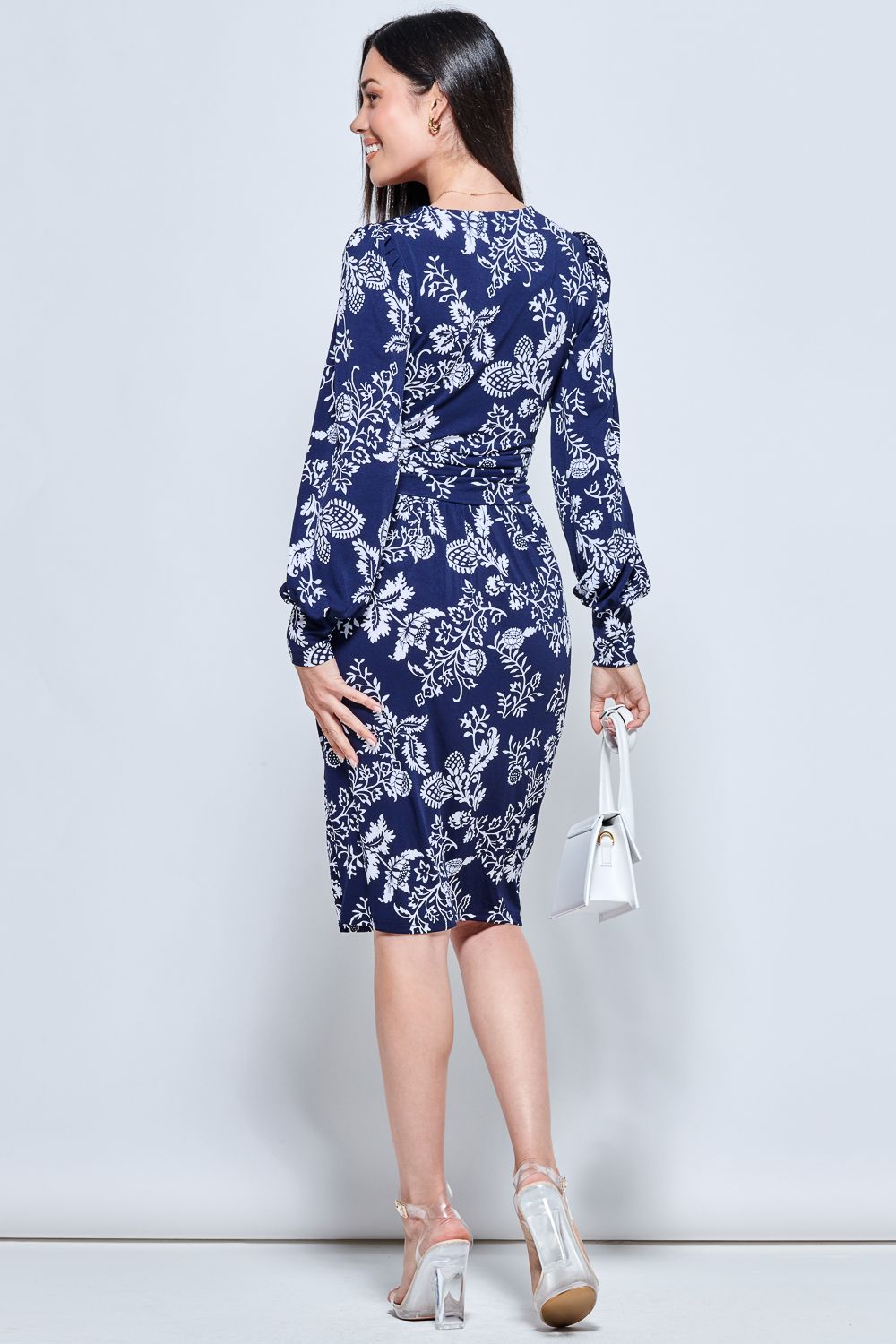 Jolie Moi Long Sleeve Jersey Pegged Dress
