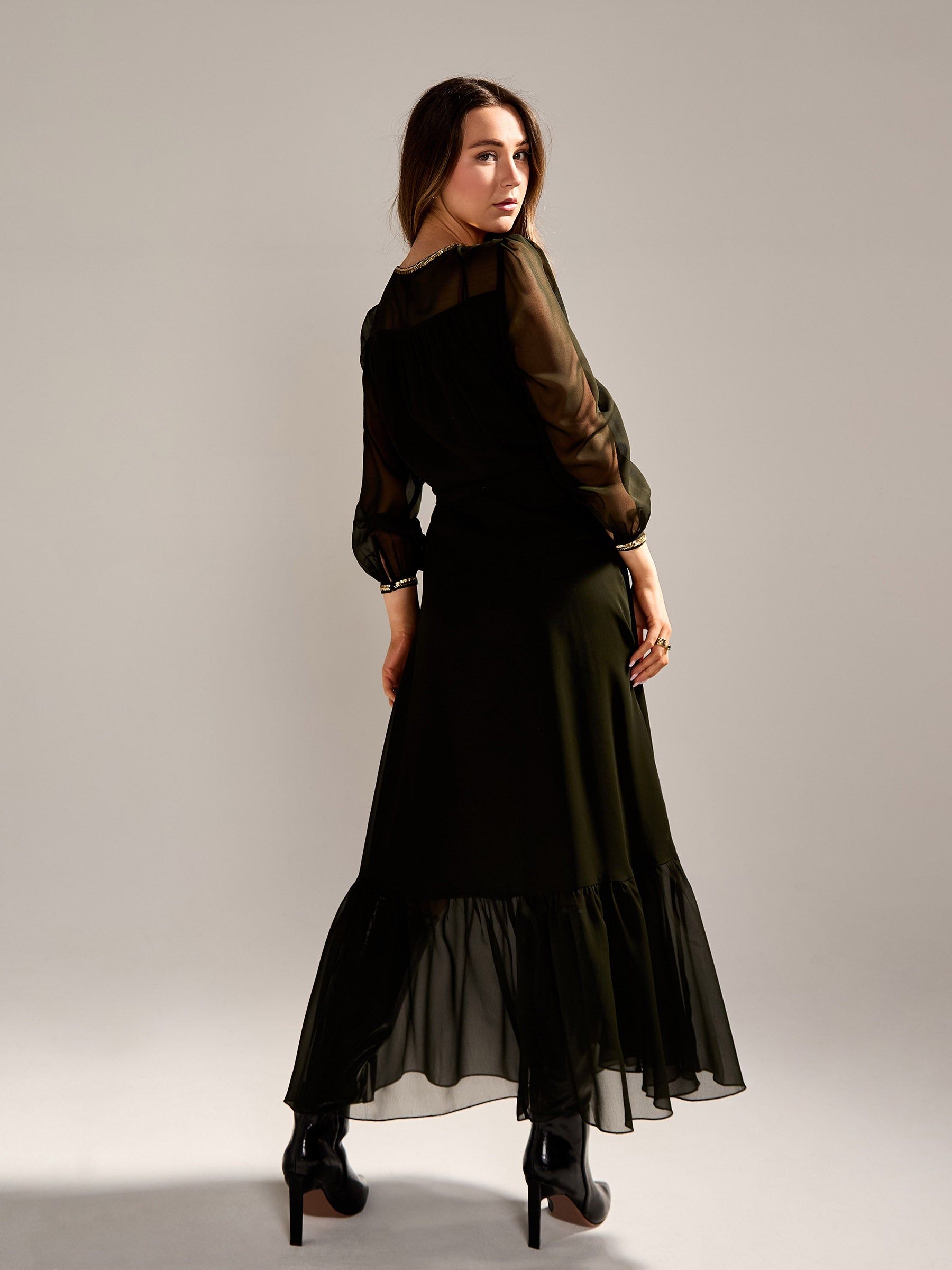 GWD by GEORGE W. DAVIES GWD Monica Khaki Wrap Maxi Dress