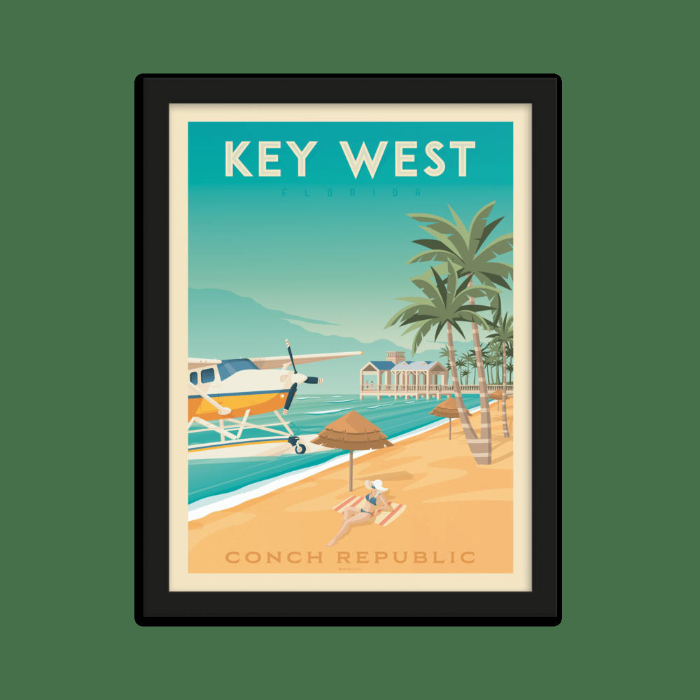 - Affiche Key West Etats-Unis + Cadre Bois noir 21x29,7 cm