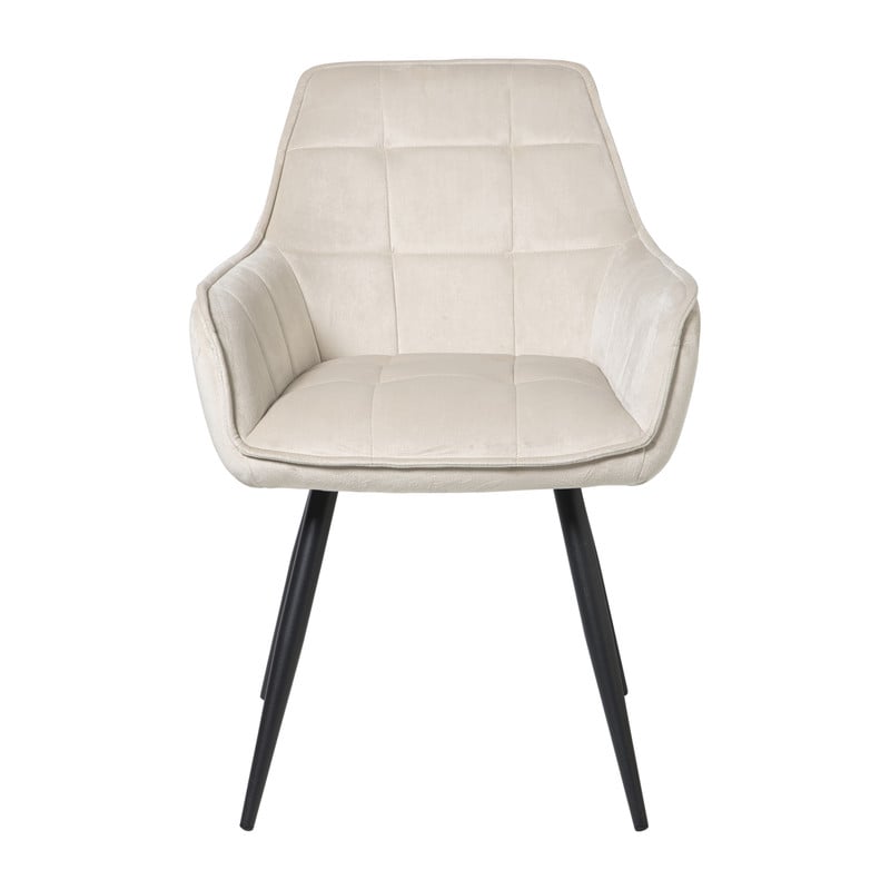Eetkamerstoel velvet met armleuning - beige - 87x56.5x43 cm