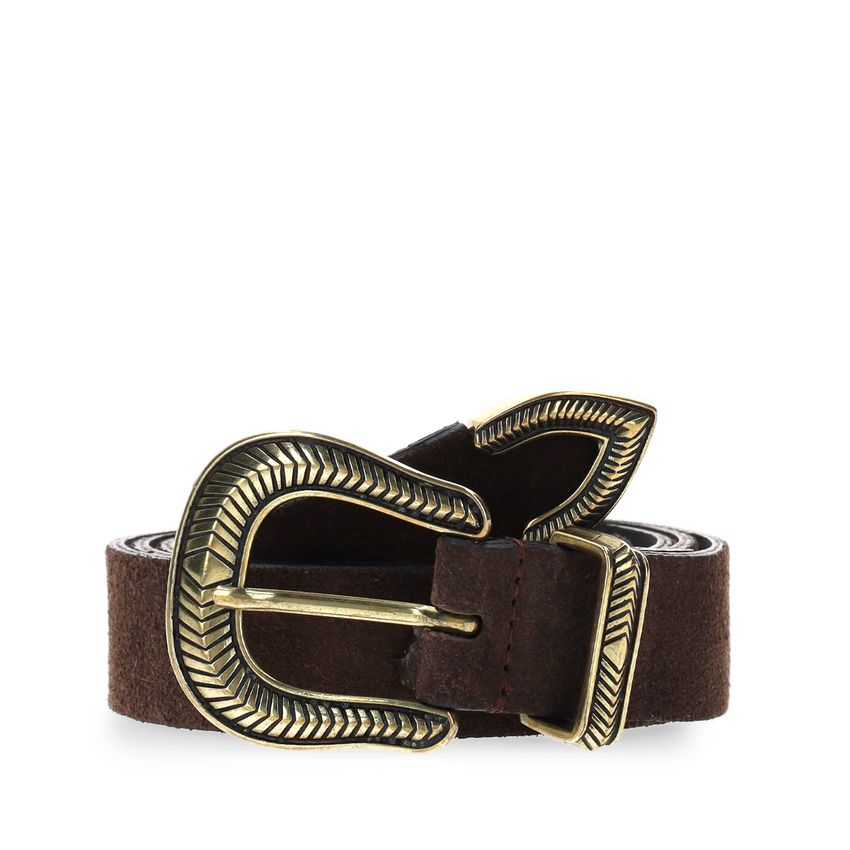 Manfield Donkerbruine suède riem